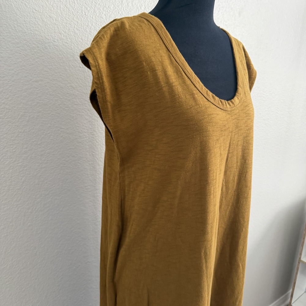 Large Mustard Midi Lounge Dress Minimalist Casual Boho Coastal Resort Earthcore - Picture 4 of 10